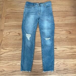 Madewell 9” Mid-Rise Skinny Raw Hem Ripped Denim Jeans Size 28